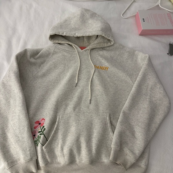 Gray Hoodie with Floral Embroidery - Picture 1 of 3